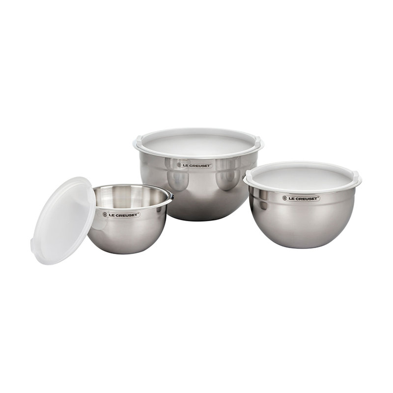 Le Creuset Set of 3 Stainless Steel Mixing Bowls & Reviews | Wayfair